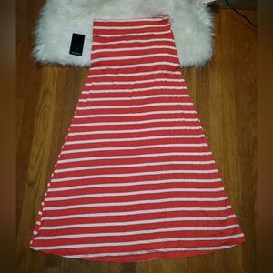 Ivory And Coral Stripe Maxi Maternity Skirt